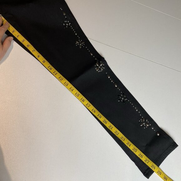 DG2 Diane Gilman Womens Jeans Black Classic Stretch Gemstone Leg Detail Sz 8 NWT - Picture 12 of 12